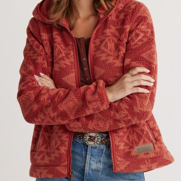 Pendleton Sacred Star Burnt Red Fleece Hooded Jacket XL NWT   THINK FALL! - Picture 5 of 6